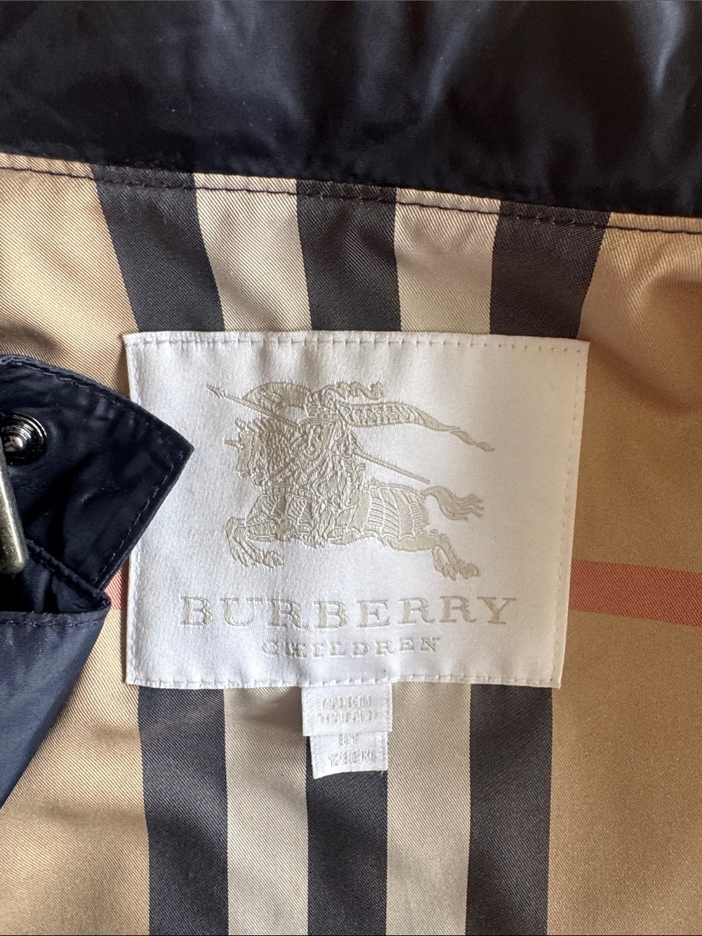 Kids Burberry Black Windbreaker with Classic Lining - Picture 4 of 6